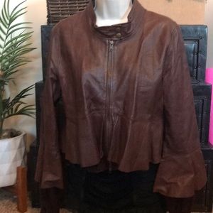 Brown leather jacket